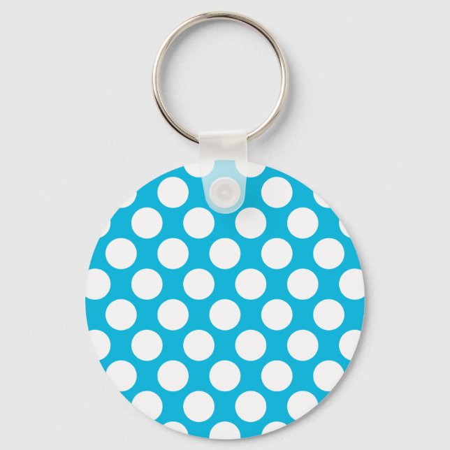 Polka Dots on Blue Schlüsselanhänger (Vorderseite)