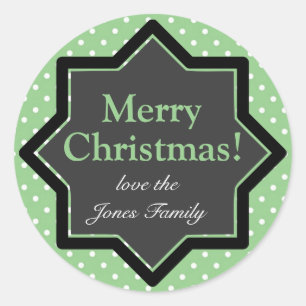 Polka Dots on Green Custom Christmas Runder Aufkleber
