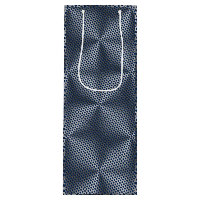 Polka Dots on Metal Plate 01x4 DBlue BG Geschenktüte Für Weinflaschen (Vorderseite)