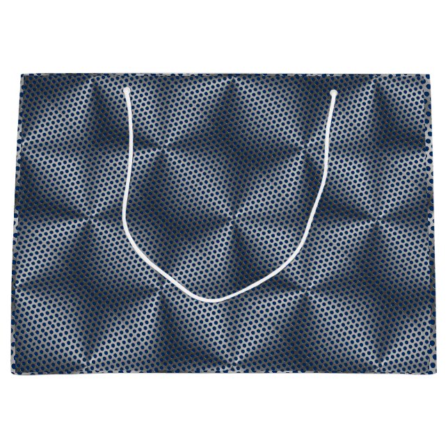Polka Dots on Metal Plate 01x4 DBlue BG Große Geschenktüte (Vorderseite)