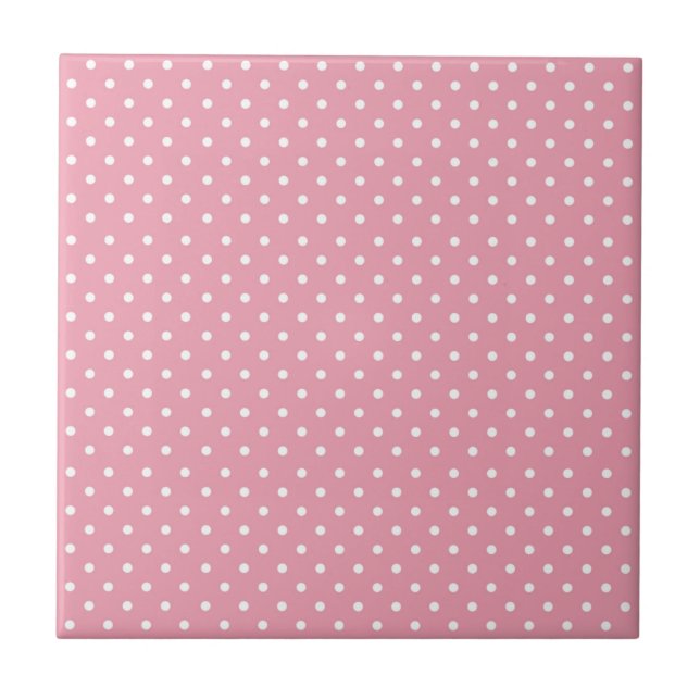 Polka Dots on Pink Pattern Fliese (Vorderseite)