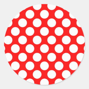 Polka Dots on Red Runder Aufkleber