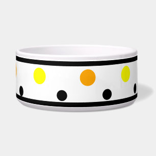 Polka Dots Orange Yellow Black Pet Bowl Napf