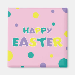 Polka Dots Pastel Pink Happy Oaster Magnet