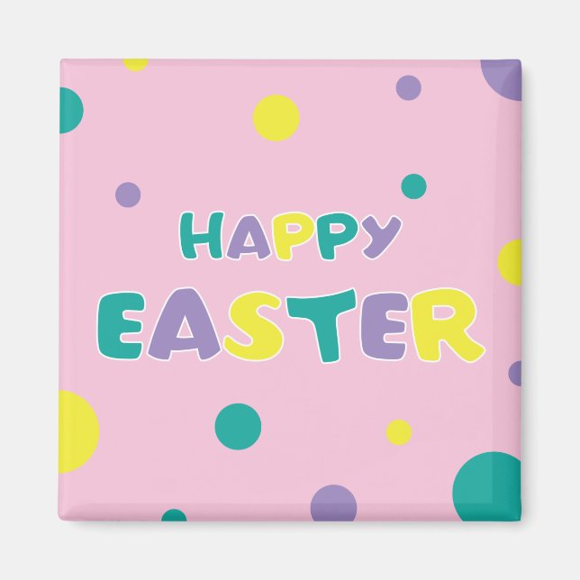 Polka Dots Pastel Pink Happy Oaster Magnet (Vorne)