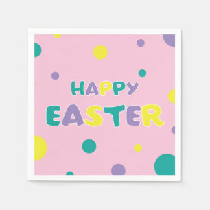 Polka Dots Pastel Pink Happy Oaster Paper Napkin Serviette