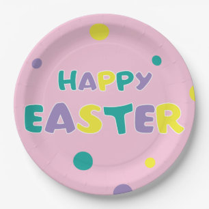 Polka Dots Pastel Pink Happy Oaster Pappteller