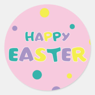 Polka Dots Pastel Pink Happy Oaster Runder Aufkleber