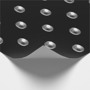 Polka Dots Pearls Black Silver Gray 3D-Effekt Geschenkpapier