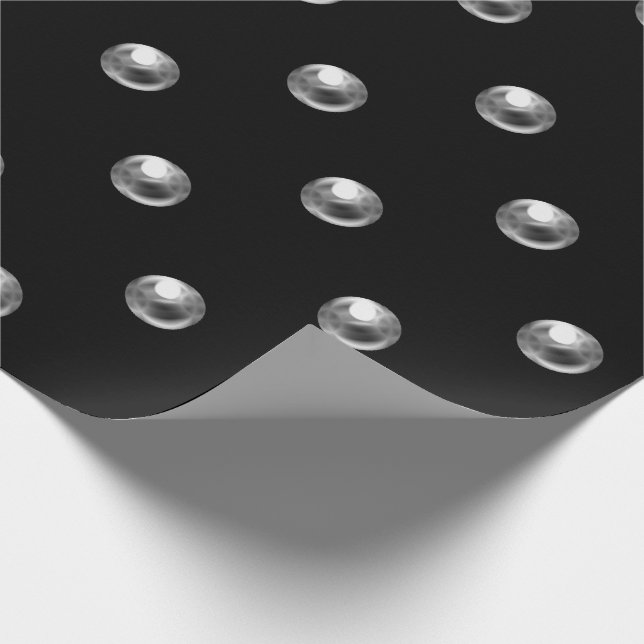 Polka Dots Pearls Black Silver Gray 3D-Effekt Geschenkpapier (Ecke)