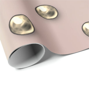 Polka Dots Pearls Imitate Gold Blush 3D-Effekt Geschenkpapier