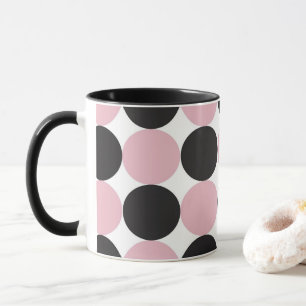 Polka Dots Pink & Black Tasse