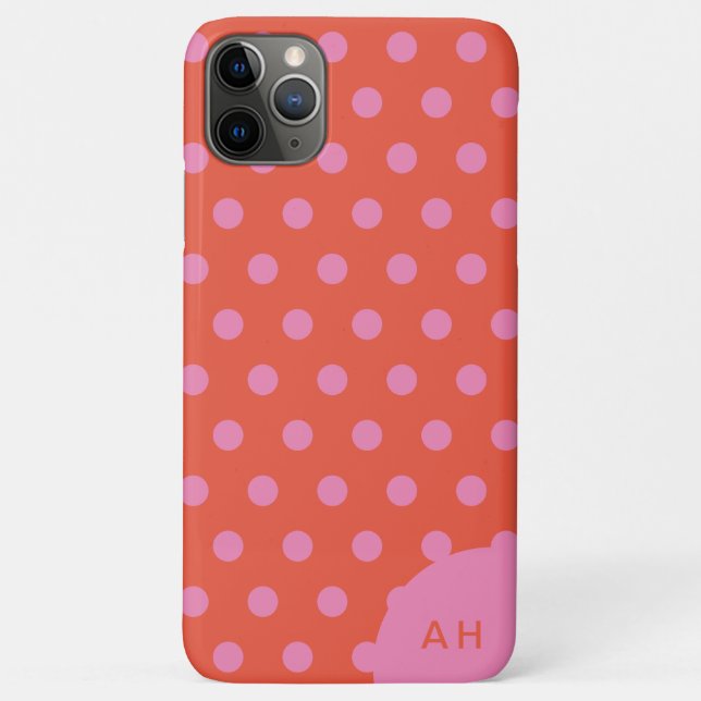 Polka Dots Pink Orange mit Monogramm Case-Mate iPhone Hülle (Rückseite)