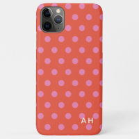 Polka Dots Pink Orange mit Monogramm