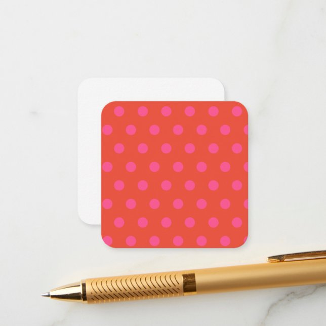 Polka Dots Pink und Rot Orange mit Monogramm Begleitkarte (Vorderseite/Rückseite Beispiel)