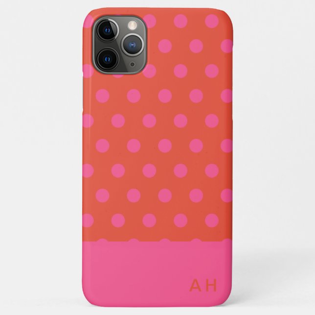 Polka Dots Pink und Rot Orange mit Monogramm Case-Mate iPhone Hülle (Rückseite)