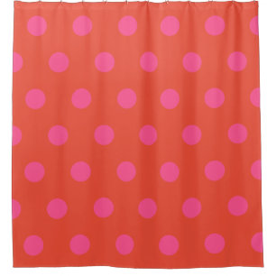 Polka Dots Pink und Rot Orange mit Monogramm Duschvorhang