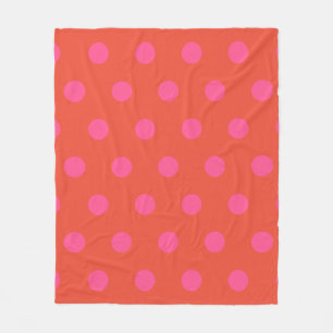 Polka Dots Pink und Rot Orange mit Monogramm Fleecedecke