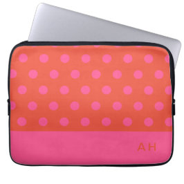 Polka Dots Pink und Rot Orange mit Monogramm Laptopschutzhülle