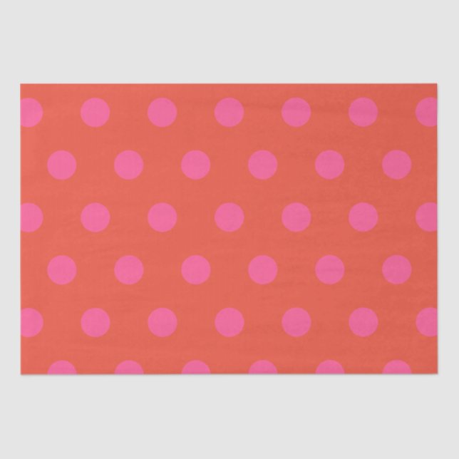 Polka Dots Pink und Rot Orange mit Monogramm Seidenpapier (Vorderseite)