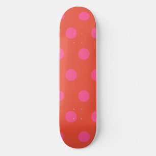 Polka Dots Pink und Rot Orange mit Monogramm Skateboard