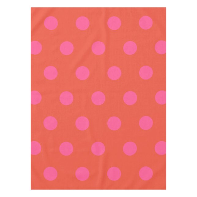 Polka Dots Pink und Rot Orange mit Monogramm Tischdecke (Vorderseite)