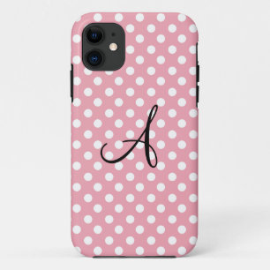 Polka dots pinkfarbenes Monogramm Case-Mate iPhone Hülle