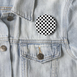 Polka Dots, Polka Dot Pattern, Schwarz und Weiß Button