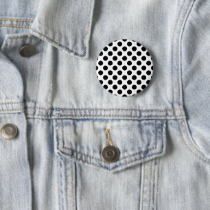 Polka Dots, Polka Dot Pattern, Schwarz und Weiß Button