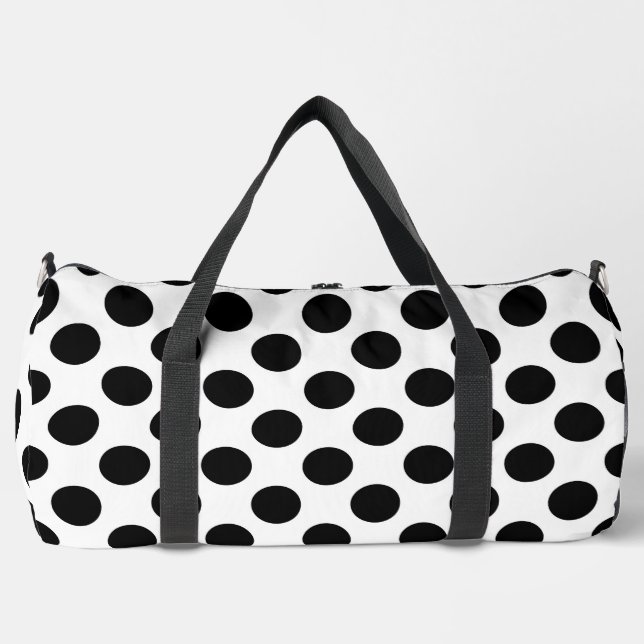 Polka Dots, Polka Dot Pattern, Schwarz und Weiß Duffle Bag (Vorderseite)