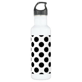 Polka Dots, Polka Dot Pattern, Schwarz und Weiß Edelstahlflasche