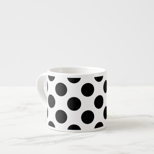 Polka Dots, Polka Dot Pattern, Schwarz und Weiß Espressotasse (Vorderseite Links)