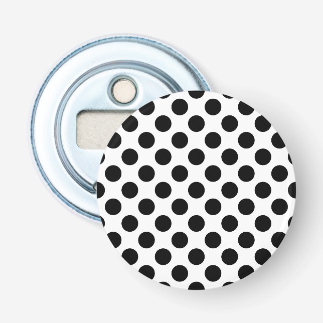 Polka Dots, Polka Dot Pattern, Schwarz und Weiß Flaschenöffner (Vorderseite)
