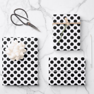 Polka Dots, Polka Dot Pattern, Schwarz und Weiß Geschenkpapier Set