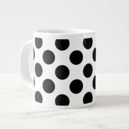 Polka Dots, Polka Dot Pattern, Schwarz und Weiß Jumbo-Tasse