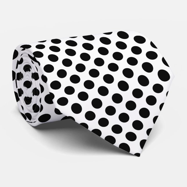 Polka Dots, Polka Dot Pattern, Schwarz und Weiß Krawatte (Gerollt)