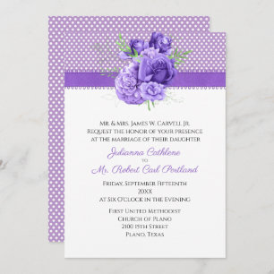 Polka Dots & Purple Flowers Hochzeit Einladung