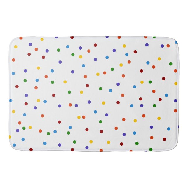 Polka Dots Rainbow auf White Badematte (Vorderseite)