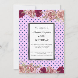 Polka Dots Red Pink Roses Geburtstag Einladung
