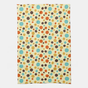 Polka Dots Retro Farben Blau Gelb Rot Küchentuch