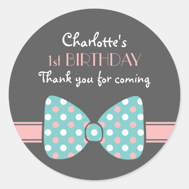 Polka Dots Ribbon Bow Krawatte Danke Sticker (Vorderseite)