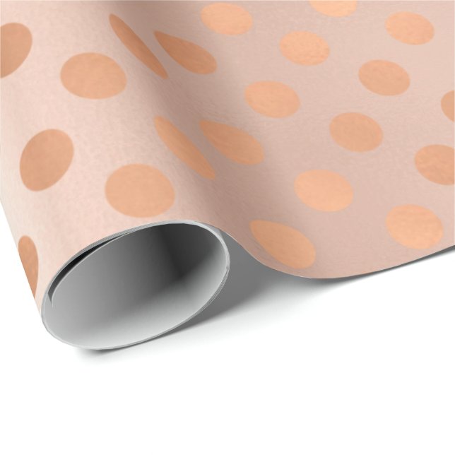 Polka Dots Rose Gold Blush Elegantes Blush Pulver Geschenkpapier (Rolleneckpunkt)