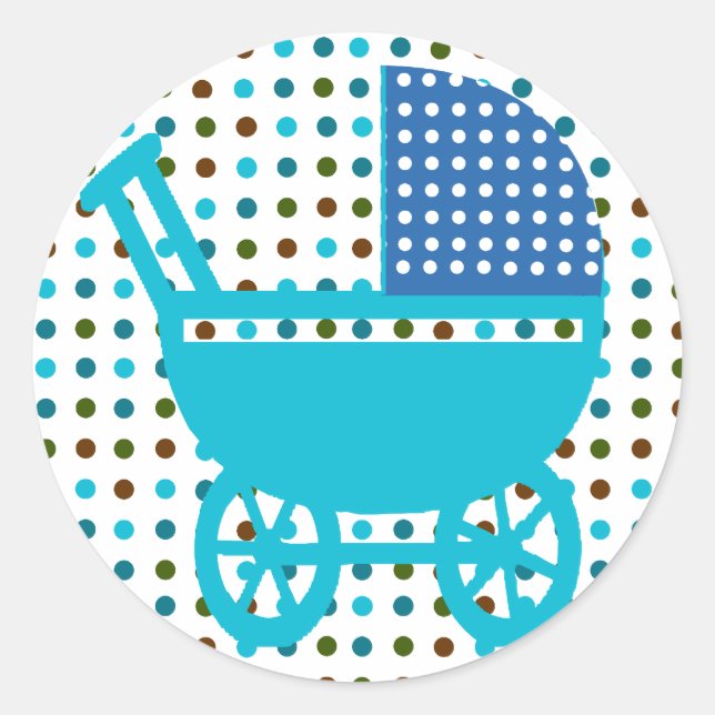 Polka Dots Säugling Dusche gepunktete Kinderwagen Runder Aufkleber (Vorderseite)