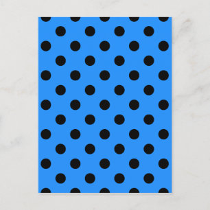 Polka Dots - Schwarz auf Dodger Blue Postkarte