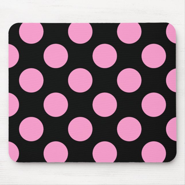 Polka-Dots schwarz und rosa Mousepad (Vorne)