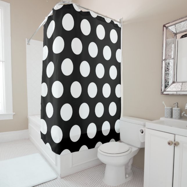 Polka Dots Schwarz und Weiß Duschvorhang (Beispiel)