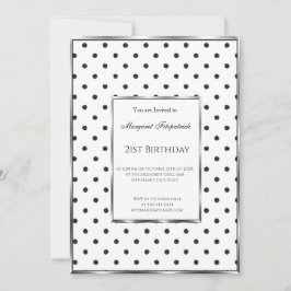 Polka Dots Schwarz-weiß 21. Geburtstag Party Einladung