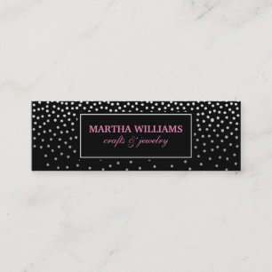 Polka Dots Schwarz-weiß Label Mini Visitenkarte