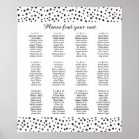 Polka dots. Schwarz-Weiß-Sitzkarten Poster