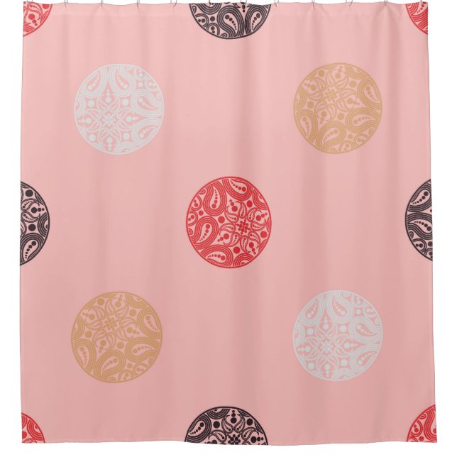 Polka dots seamless pattern. Mosaic of ethnic figu Duschvorhang (Vorderseite)